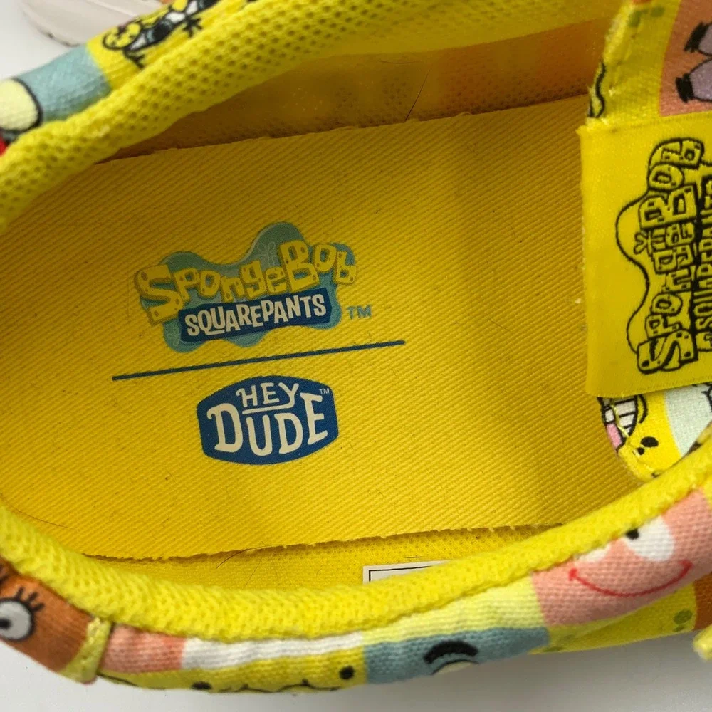 Hey Dude Wally Y SpongeBob Faces Kids Shoes J6 Cyber Yellow Multi 42899-77K